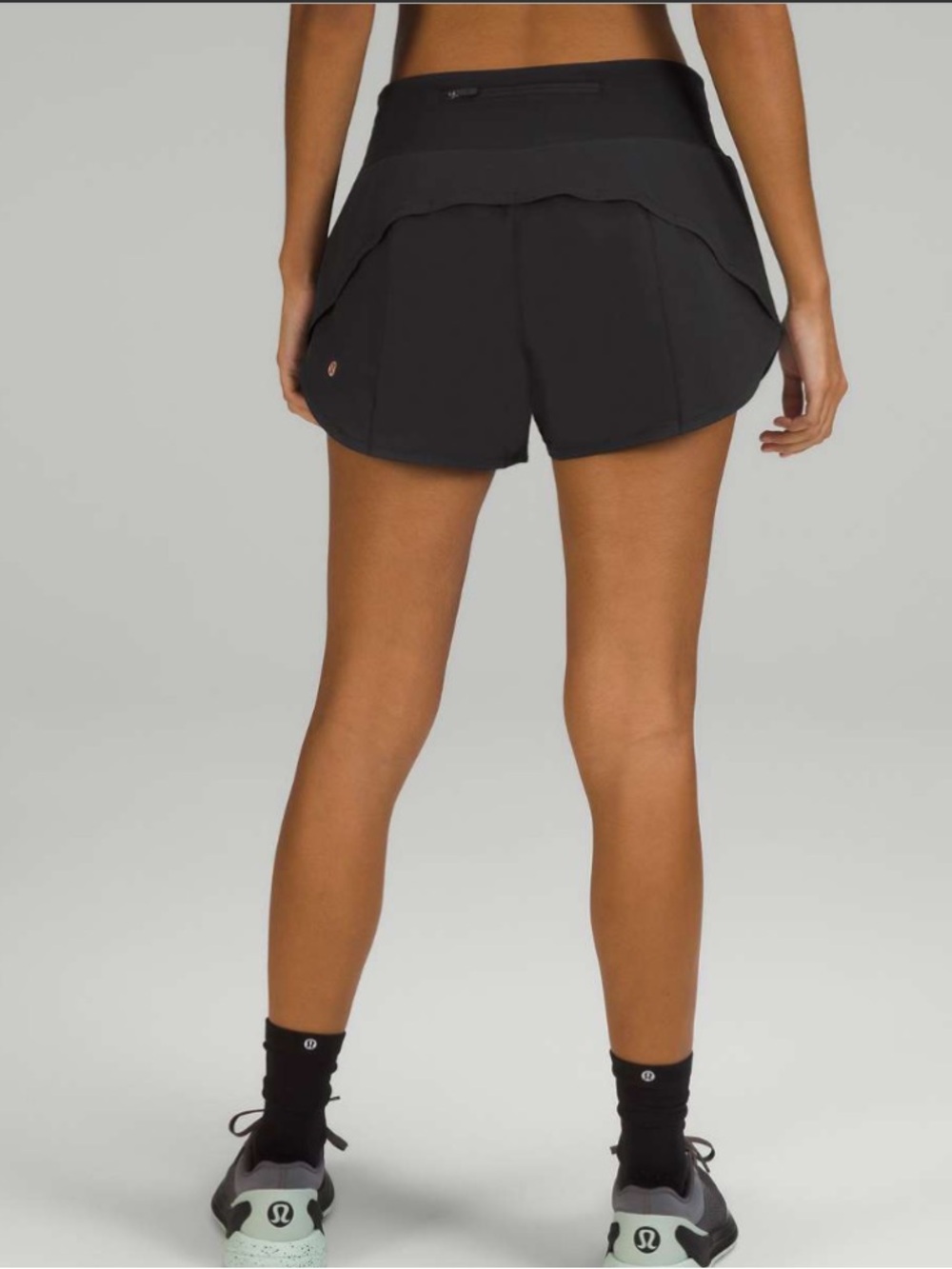 Lululemon Speed Up Graphic Mid-Rise Lined 4" Black Shorts Lightweight 12 - Picture 3 of 8